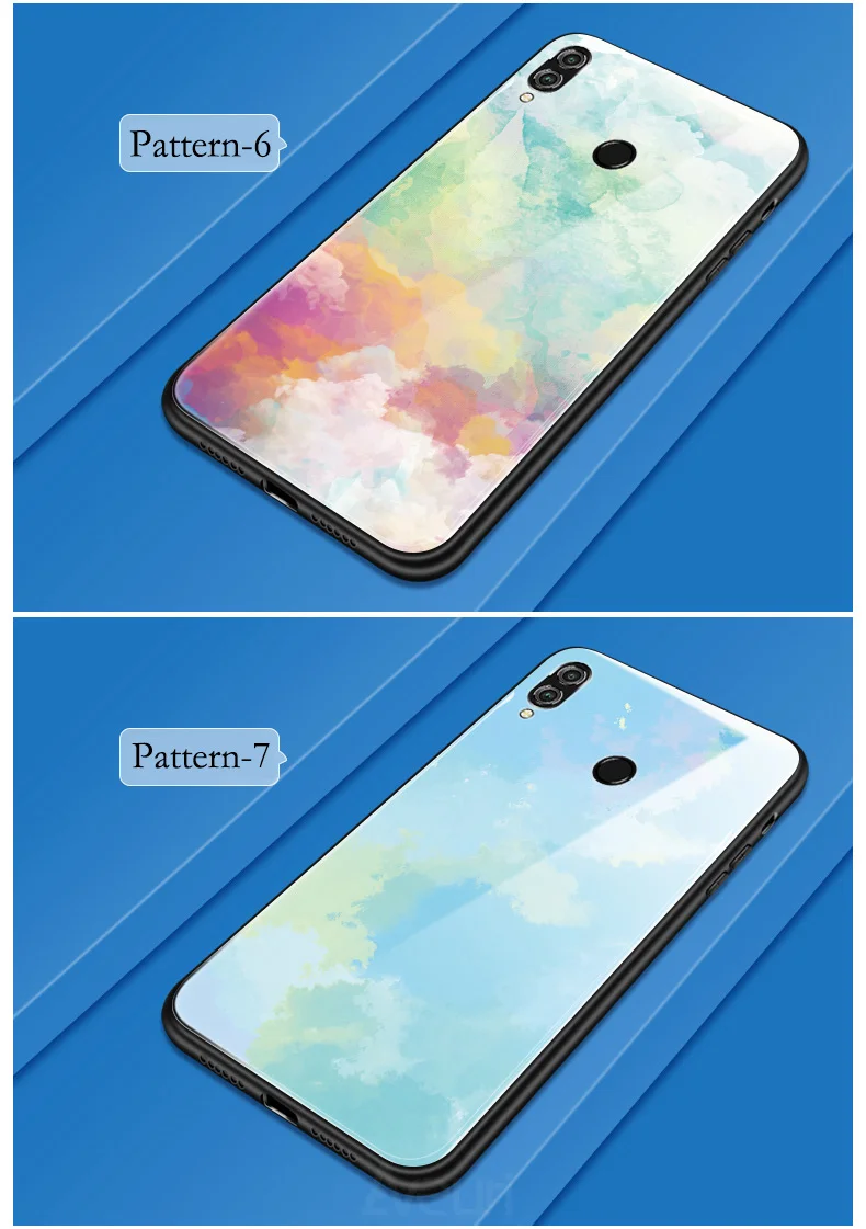 Красочный чехол из закаленного стекла для телефона для huawei P30 P10 P20 Lite Коврики 10 20 Pro Nova 2 2i 3 3i Honor 10 8 9 Lite 8X 7C чехол Coque