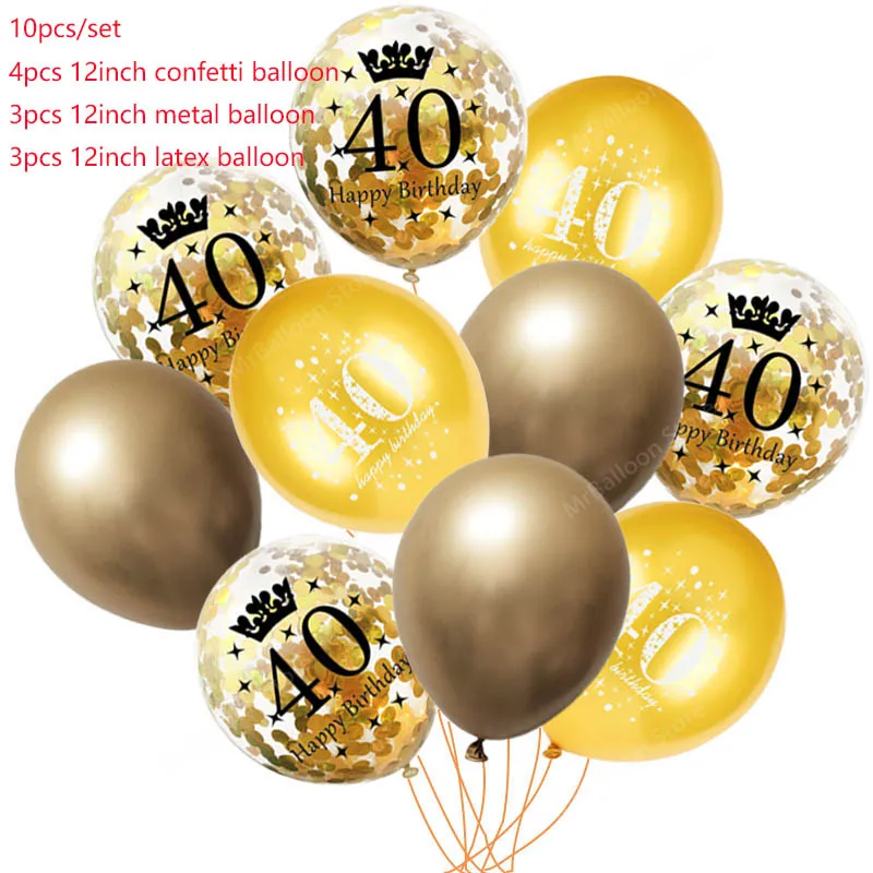 Gold birthday 40 60, 50, 40, 30 черные и золотые шары на день рождения, конфетти, баллоны для дня рождения, украшения для вечеринок, для взрослых, балоны, гелиевые шары - Цвет: Gold birthday 40