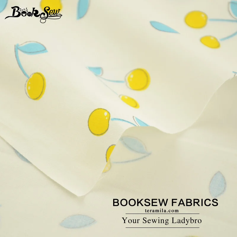 Booksew 100% хлопок саржа Ткань желтый Черрис узор Текстиль для дома Материал кровать