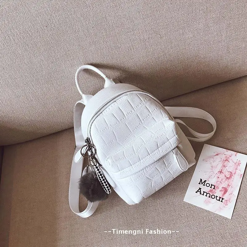 Рюкзак из искусственной кожи с помпоном для волос, женские рюкзаки Mochila для путешествий, школьные сумки для девочек, мини-рюкзак bolsas femininas