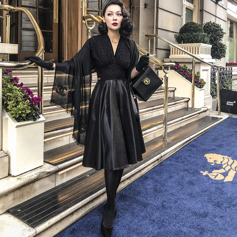 Le palais Винтаж 2018 Вт классическое бальное платье Платье черного цвета половина