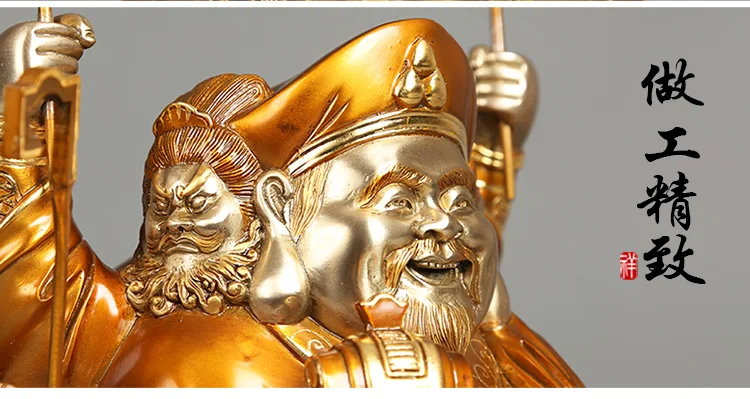 31CM LARGE --GOOD BUDDHA-- Asia Great Japan Tokyo HOME Talisman Money Drawing God of wealth 3 face Mahakala GOD brass statue | Дом и сад