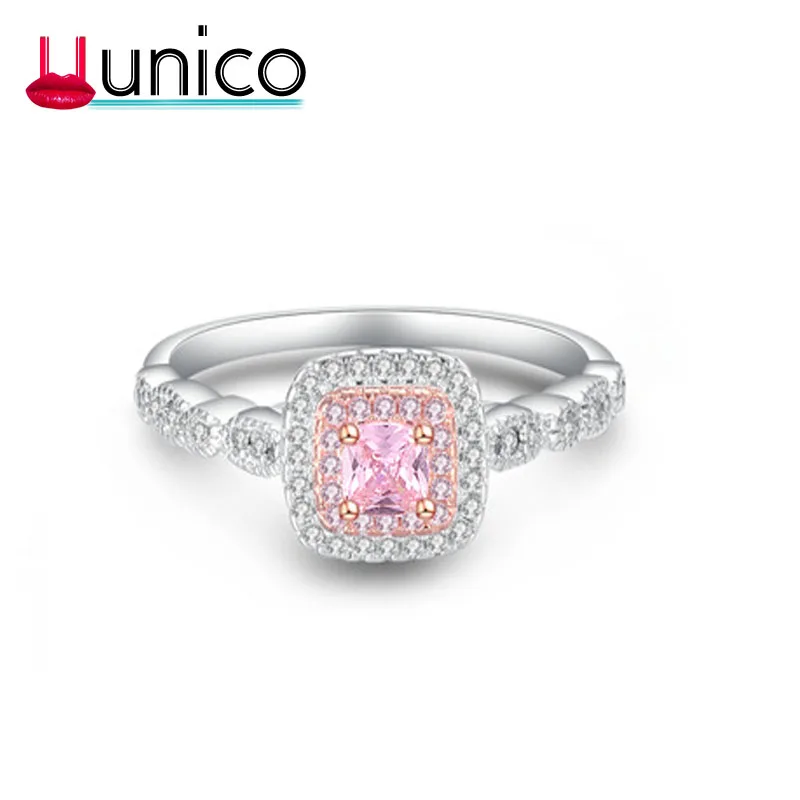 

Pink square Classic Rings for Women Romantic luxury Jewelry Anniversary Present Engagment Rings Gift white Plating