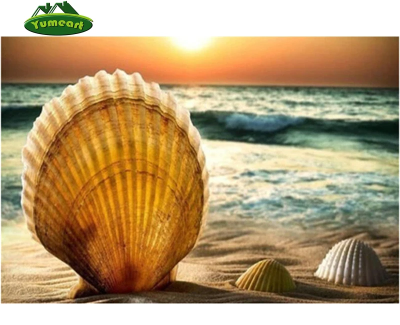 YUMEART Алмазная вышивка средиземноморский пейзаж Beach Shell Kit кристаллы картина Diy