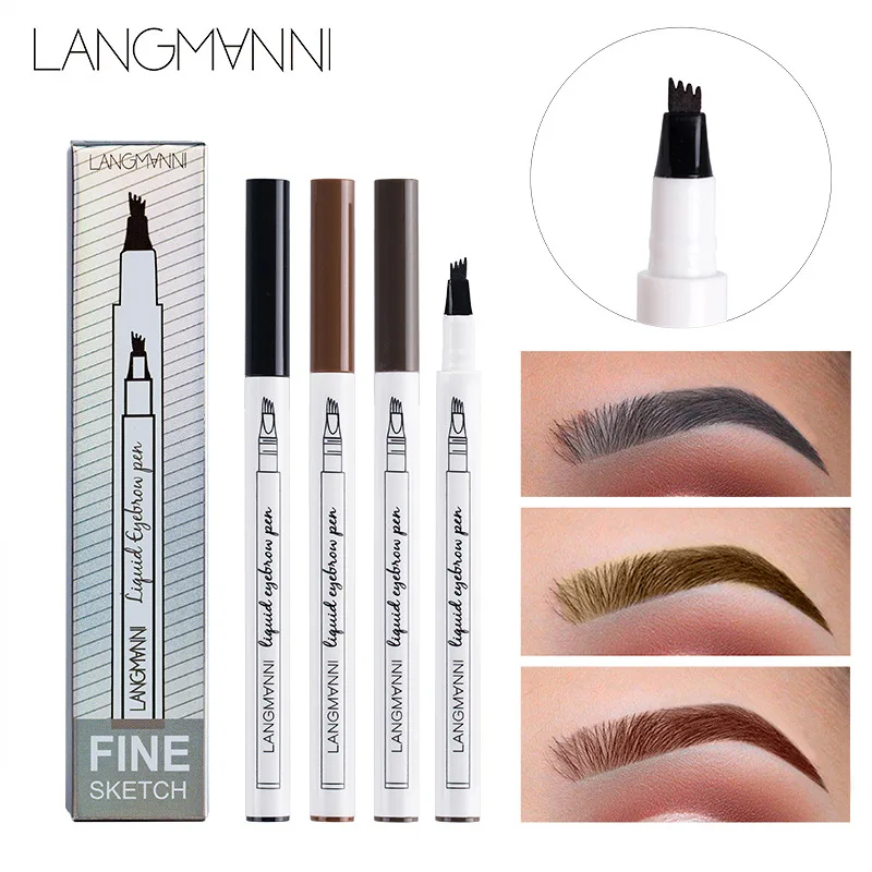 Langmanni Microblading татуировка для бровей 3 цвета Fine жидкость зарисовок карандаш