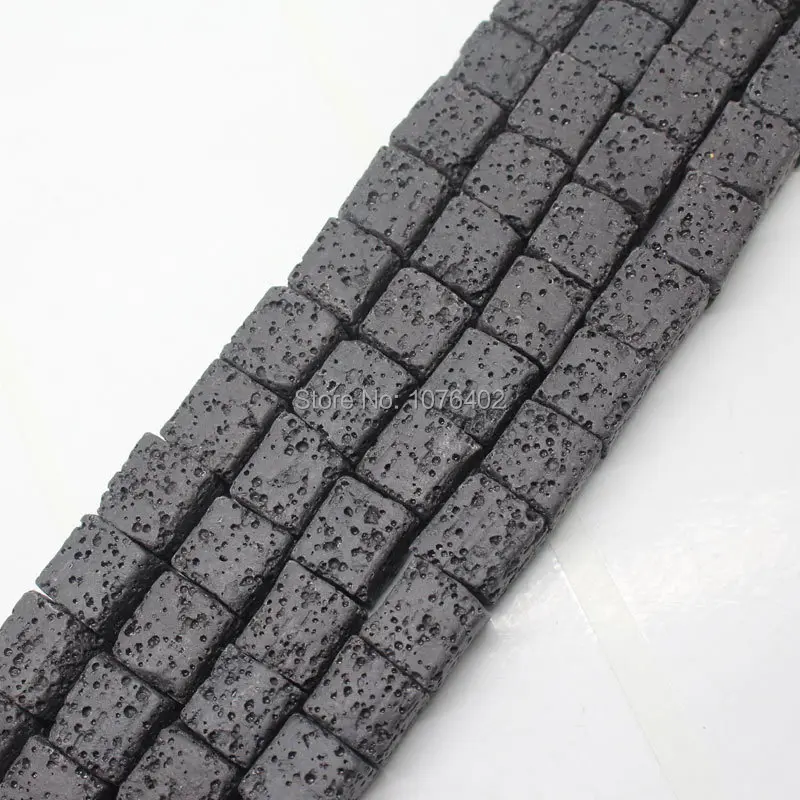 

Mini. order is $7! 10mm Black Volcanic Lava Stone Square Loose Beads 15"