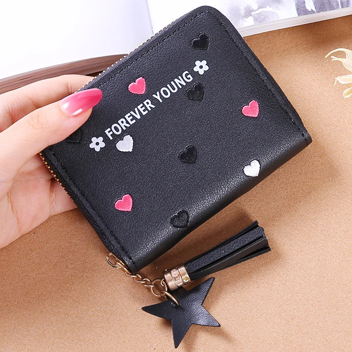 Отделение для монет сумки денег Женский кошелек с милым сердцем женский короткий