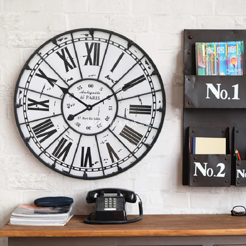 Большие настенные часы 60 см с римскими цифрами обои для украшения гостиной|de
