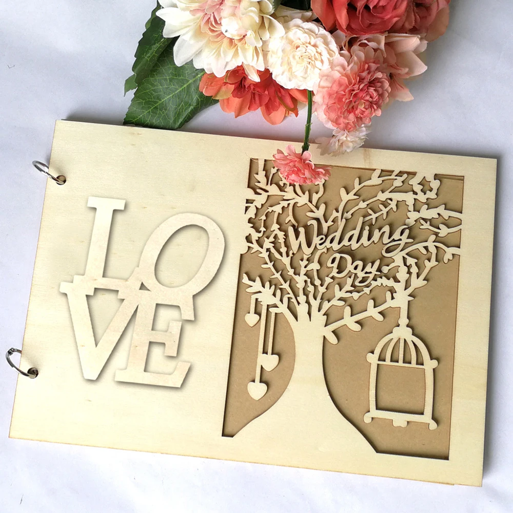 Новинка 2019 года Свадебная книга для гостей деревянная свадебные елки