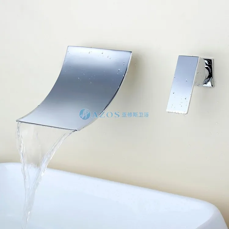 Современный кран с двумя отверстиями хромированная отделка водопад настенный