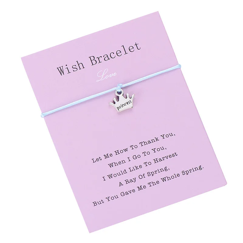 3 IYOE Wish Card, браслет с красной нитью для женщин и детей, корона принцессы, ручная плетеная веревка, Парные браслеты, семейные ювелирные изделия для дружбы - Окраска металла: 3