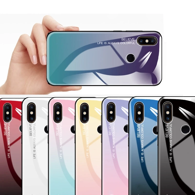 Чехол из закаленного стекла для Xiaomi Redmi Note 6 5 Pro 4 4x чехол 6A S2 градиентный Plus Mi A2 lite