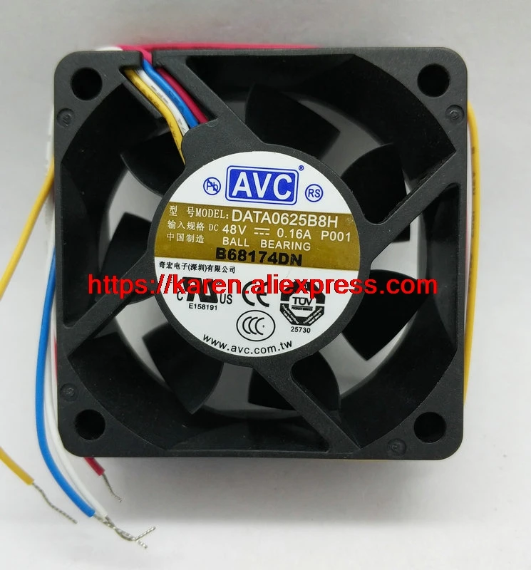 Новый Оригинальный AVC DATA0625B8H DC48V 0.16A 60*60*25 мм 6 см охлаждающий вентилятор