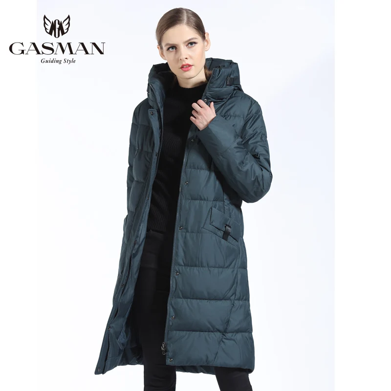 GASMAN Новая Зимняя Коллекция 2018 Женские Пуховики Длинные Зимние С Капюшоном