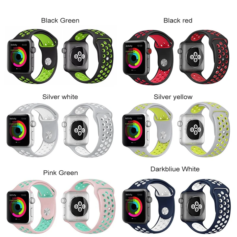 Силиконовый ремешок для наручных часов Apple Watch, версии 40/44/42/38 мм для ремешок для часов аpple для наручных часов iwatch, ремешок Nike мл размерного ряда 1/2/3/4