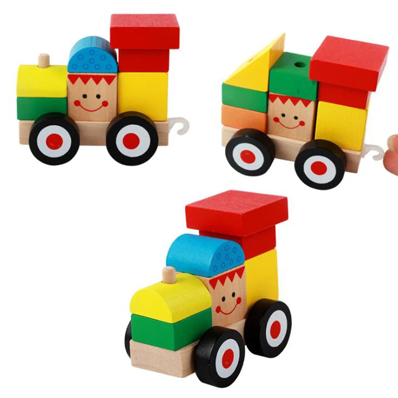 Детские игрушки железнодорожные автомобили деревянные локомотивные для детей