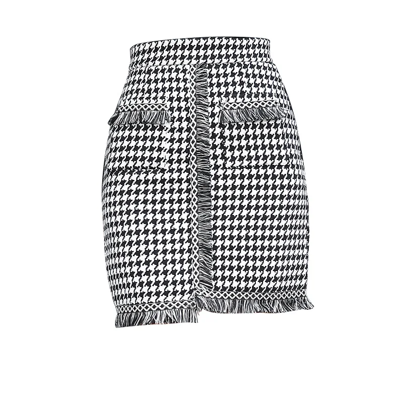 Женская Клетчатая Шерстяная мини юбка трапециевидная короткая офисная с