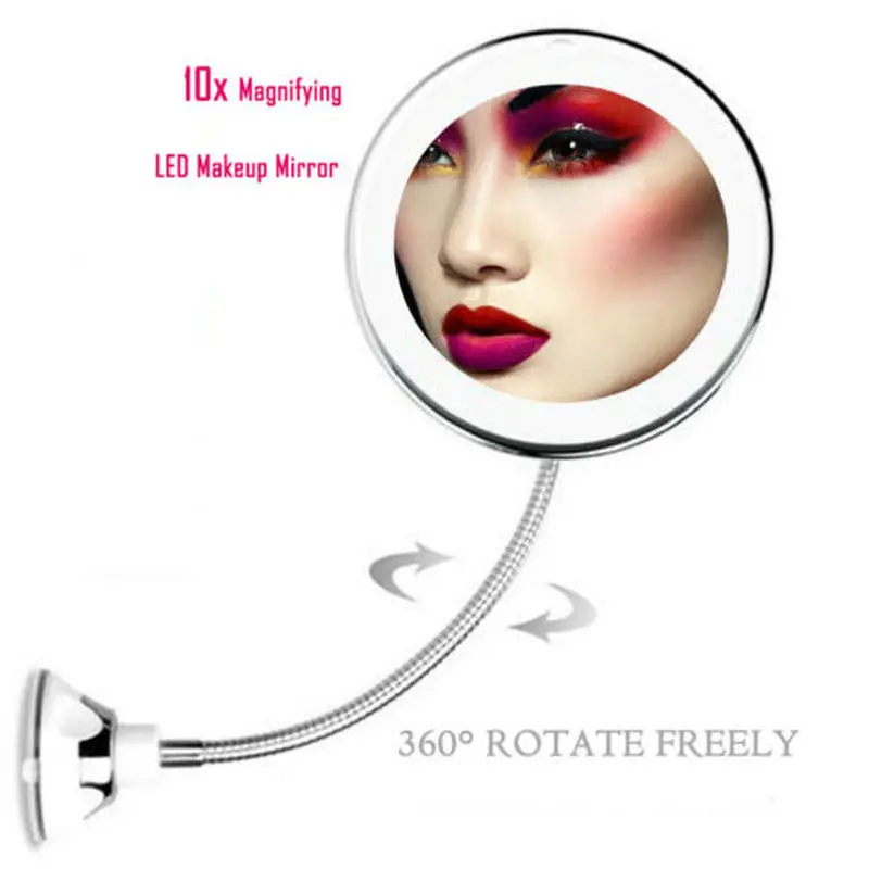 Светодиодный светильник зеркало для макияжа лампа с вращением на 360 градусов 10X