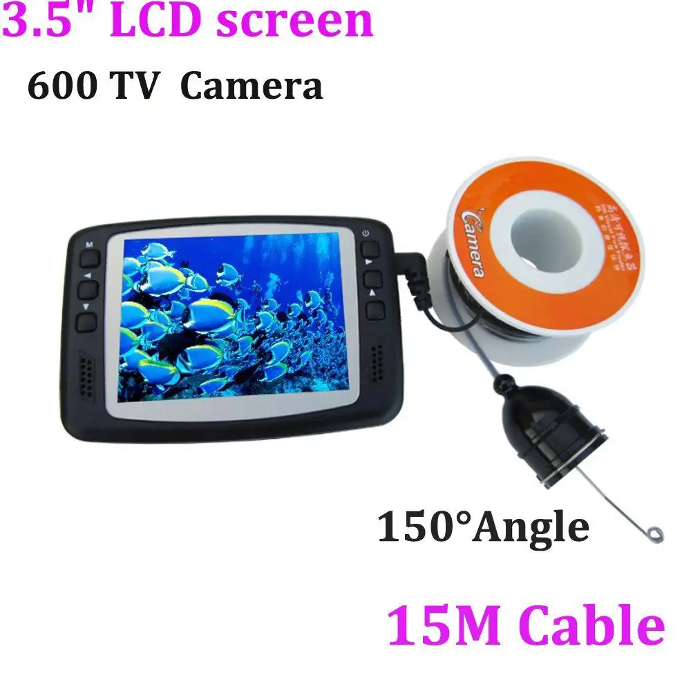 8 IR LED HD 600TVL 3.5'' Color LCD Monitor Underwater Video Fishing Camera System 15m Cable Visual Fish Finder