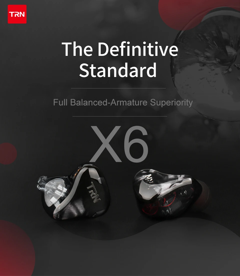 TRN X6 сбалансированная арматура гарнитура 6 BA HIFI наушники в ухо Fever кабель управления сабвуфером гарнитура съемный 2Pin кабель V30 V80