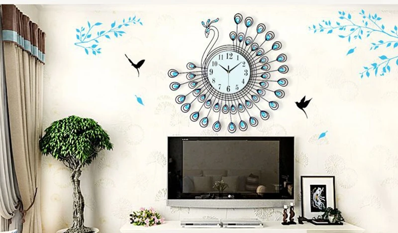 3D большие настенные часы Павлин современный дизайн домашний декор гостиная 47 шт