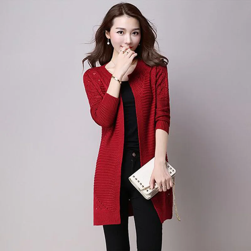 Women Sweater 2017 New Fashion Autumn Winter Long Sleeve Knitted Cardigan female Sweaters Coat Hollow Plus size 455 |
