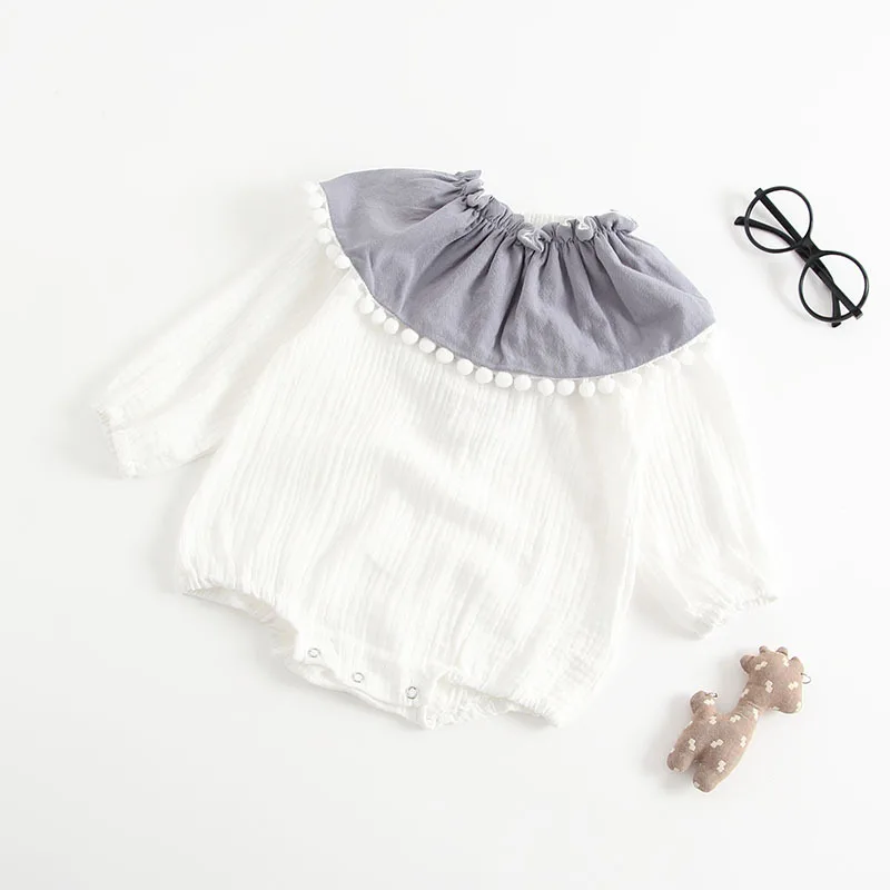 2018 осенние детские комбинезоны для маленьких девочек с оборками и воротником