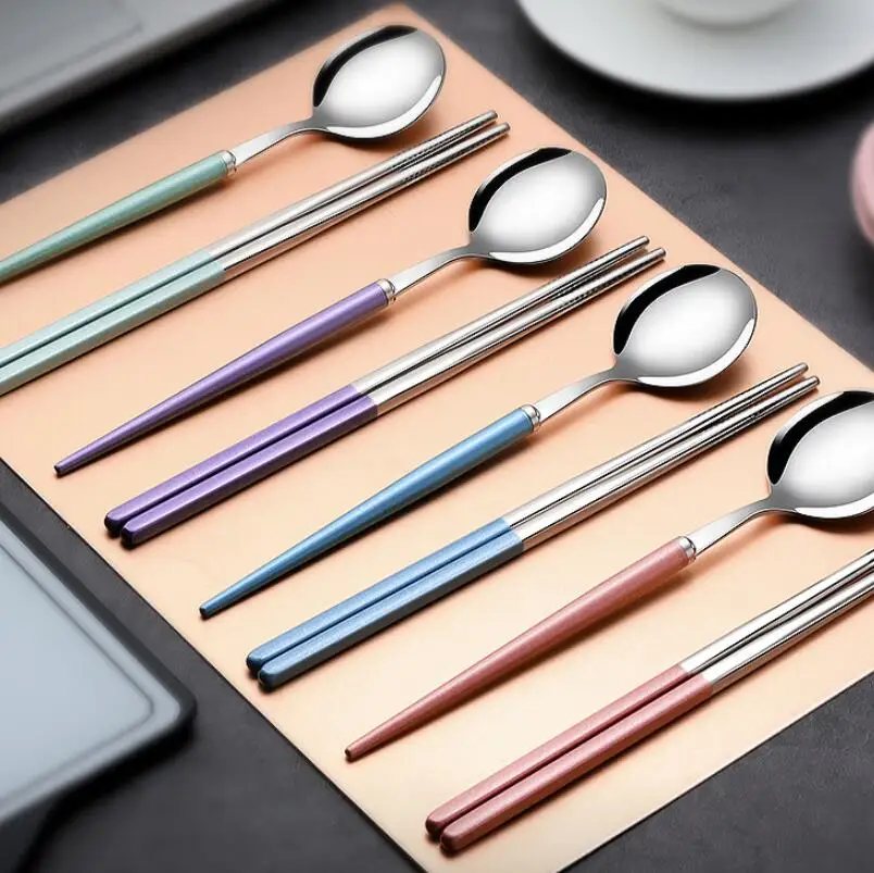Набор ложек для еды из нержавеющей стали 304 креативная портативная Корейская