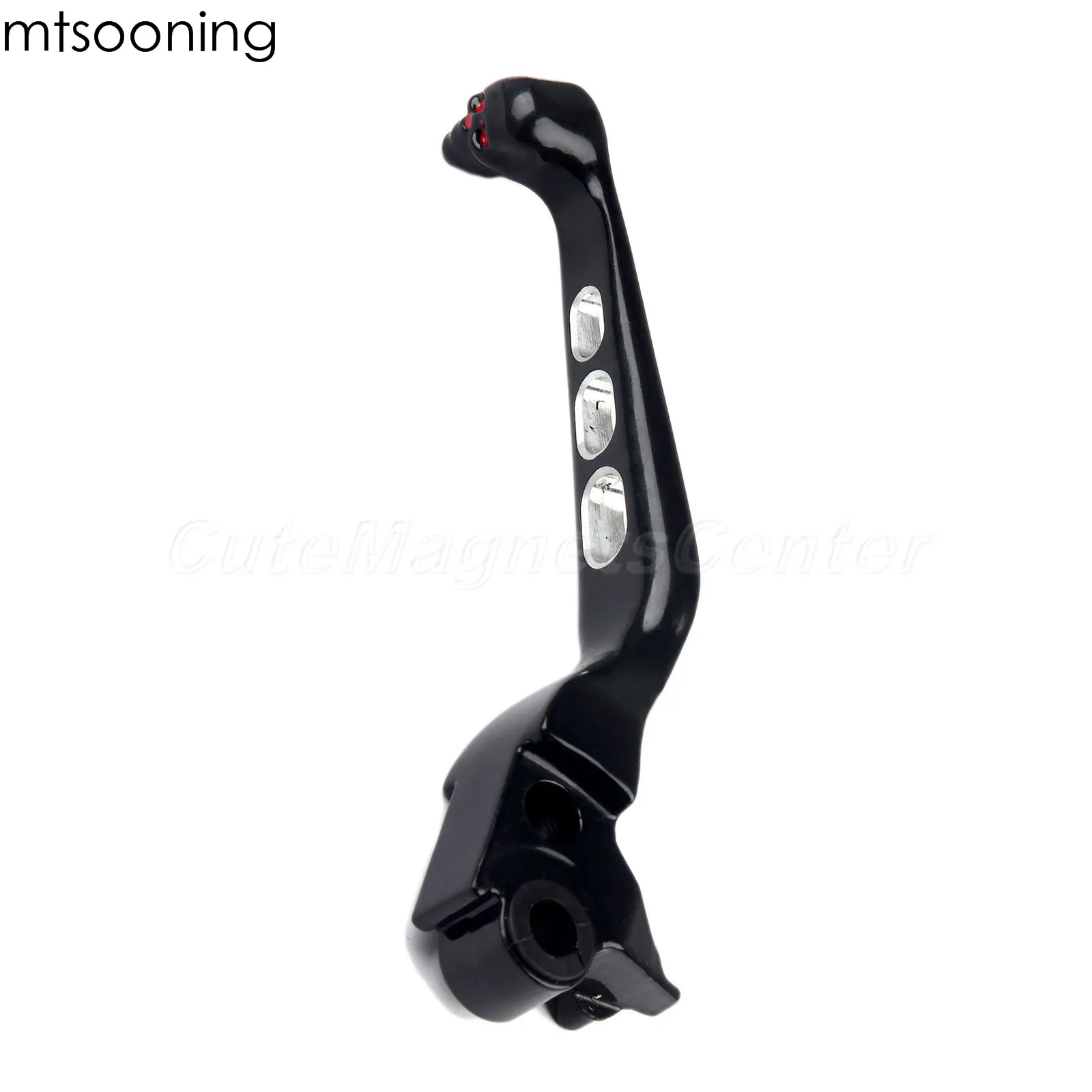 

mtsooning 1Pair Left&Right Motorcycle Black Hand Levers Brake Clutch Red Eyes Skull Aluminum