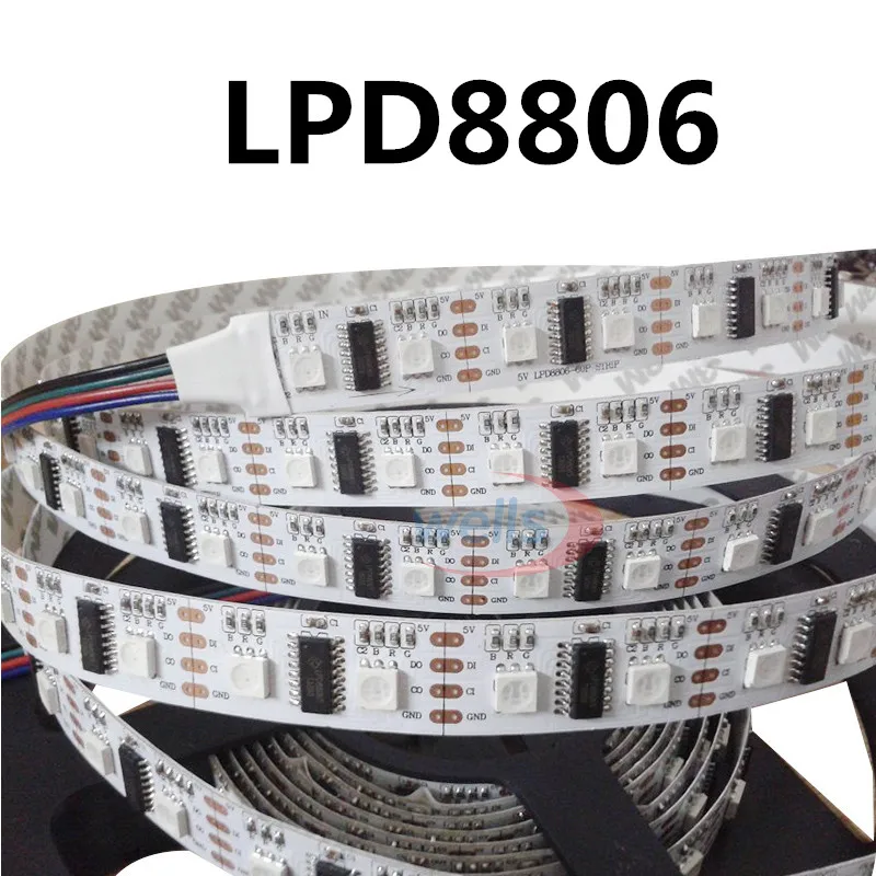 Оптовая продажа светодиодов 1 м/5 м 32/48/52/60 светодиодов/м пикселей LPD8806 IC Dream Color SMD 5050