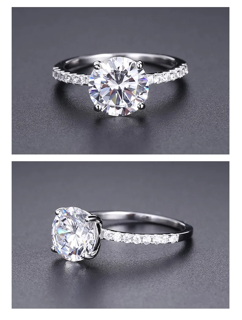 Жемчужный балет 3.45Ct круглый натуральный кубический цирконий обручальное кольцо 925 пробы Серебряное кольцо для женщин ювелирные изделия Прямая поставка