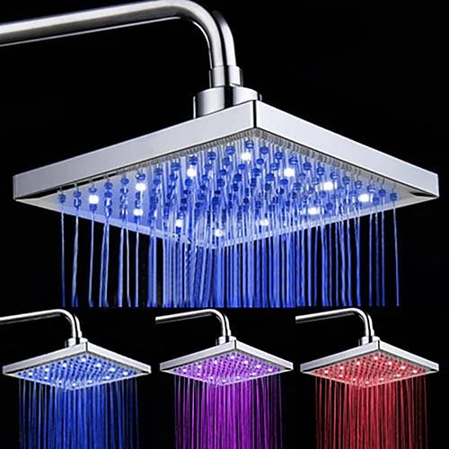 shower head Uythner три светодиодный Цвет изменен Замена осадков Насадки для душа 8 дюймов прямоугольный Насадки для душа - Цвет: shower head