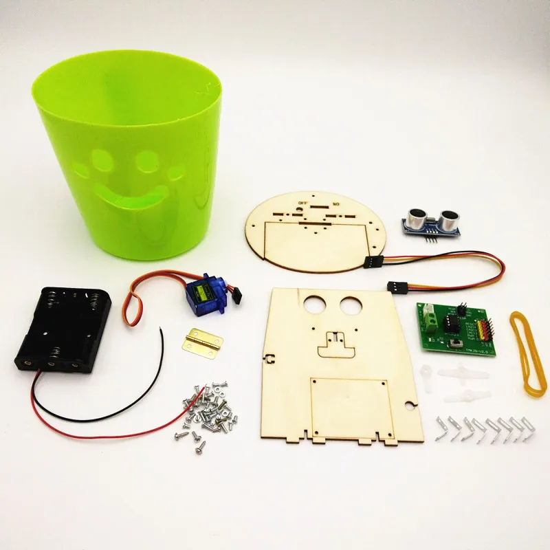 

Happyxuan Robotics Learning Kit Assembled Electric Robot Induction DIY Kid Science Toys Intelligent Trash Bin Primary Education