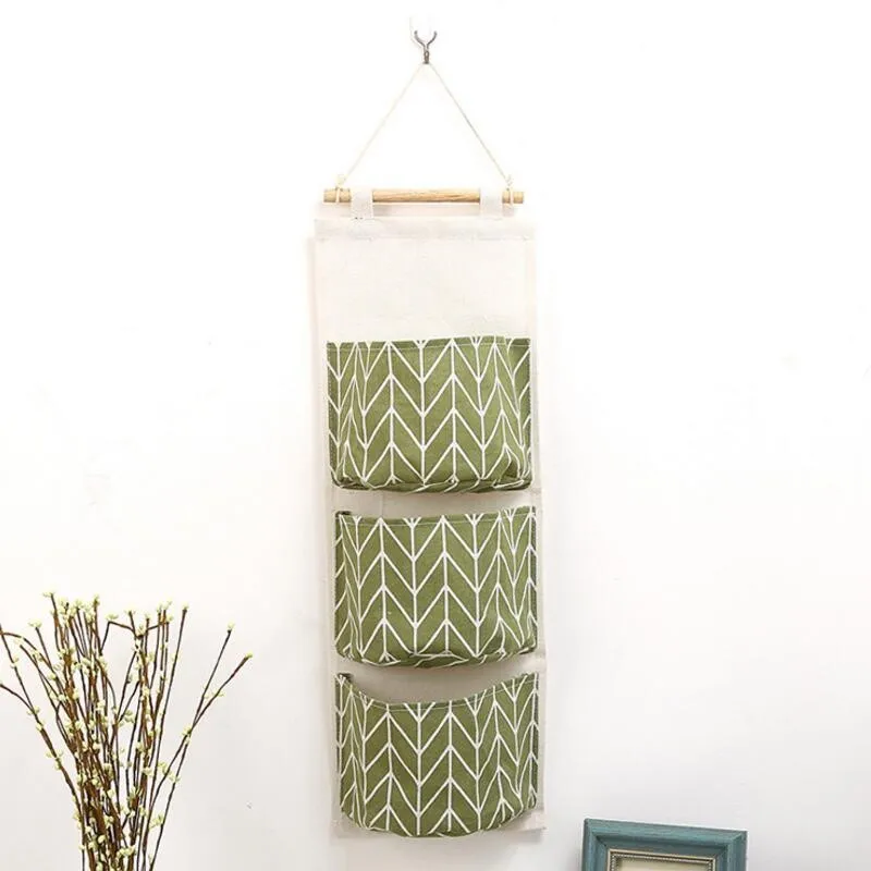 B2 Vintage Pocket Wall Hanging Storage Bags Cotton Linen Closet Sundries Storage Pockets Home Decor Hanging Organizer - Color: B2