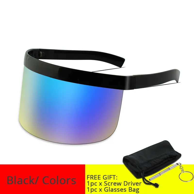Black Colors Большие Защитные солнцезащитные очки с козырьком, праздничные большие вечерние очки для женщин и мужчин, модные солнцезащитные очки в стиле панк, 100, защита от уф400 лучей, цельная упаковка - Цвет линз: Black Colors