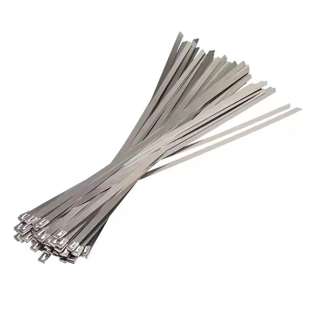 100 шт. 4,6x300 мм 4,6x200 мм 4,6x100 мм 304 Нержавеющая сталь металлический замок кабельные стяжки на молнии оберточная бумага Тепловые ремни Индукционная труба