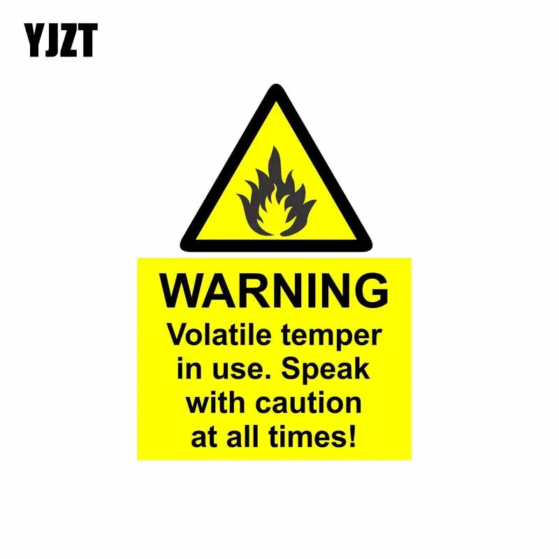 

YJZT 9.8CM*13.4CM Warning Car Sticker VOLATILE TEMPER IN USE PVC Decal 12-0882