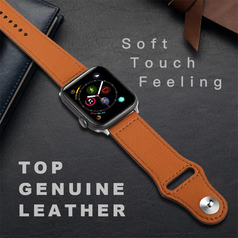 Ремешок из натуральной кожи для Apple Watch Band 4 42 мм 38 спортивный ремешок iwatch серии 44 40
