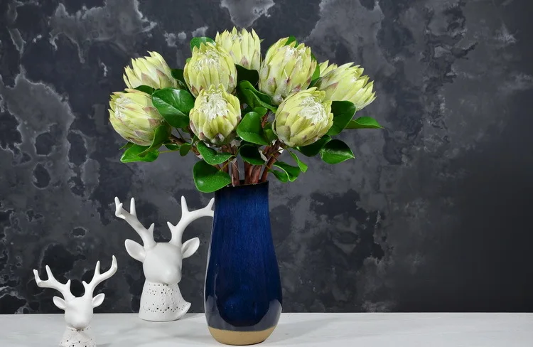 3 шт. Roxo Verde Rei Protea Cynaroides 58 см Longo Flor искусственные букеты De Noiva Casamento Casa Decorativa Flores Falsas