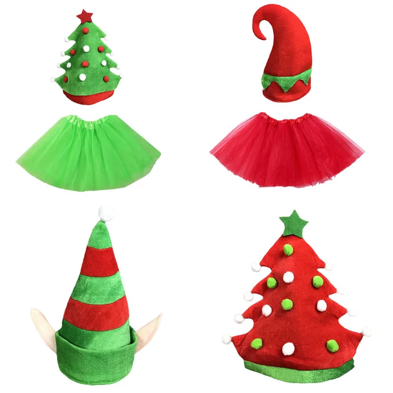 Tree Elf Hat Adults Women Girls Dress Props Party Hats Caps Tutu Cosplay wedding birthday|christmas tree|christmas christmaschristmas women |