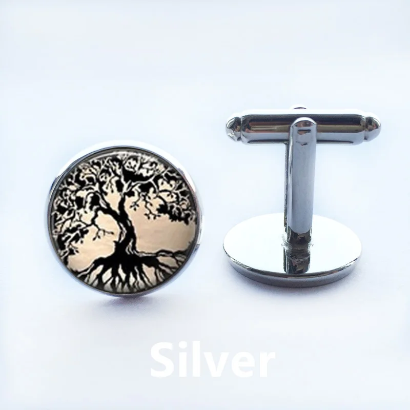 Новая мода подарок ювелирное изделие мужские запонки натуральный пейзаж дерево