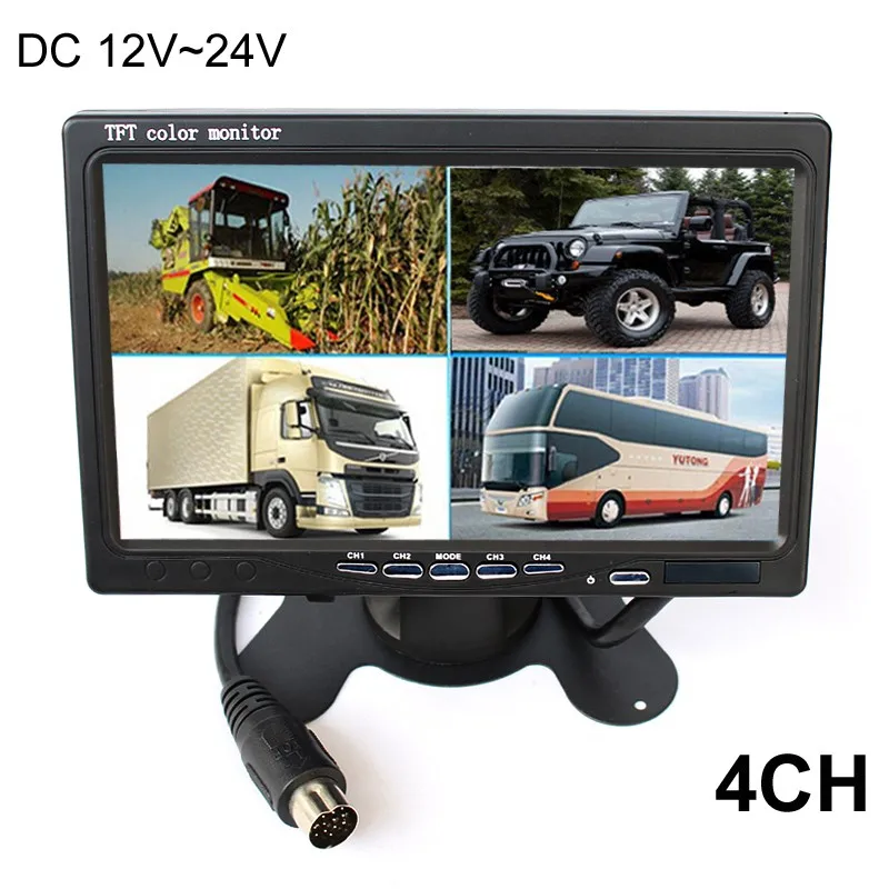Промо-акция! DC 12 в/24 в " lcd 4CH видео вход автомобильный видео монитор с 4 шт. камера заднего вида 6 режим дисплей для грузовиков караван Vans