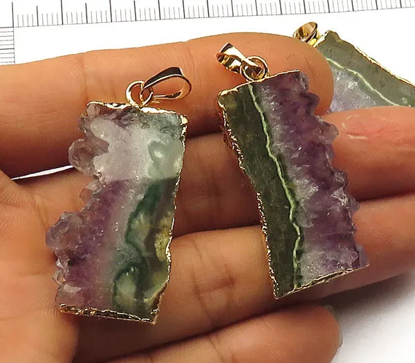 YA1142 Gorgeous Natural Stone Slice Druzy Geode Pendant | Украшения и аксессуары
