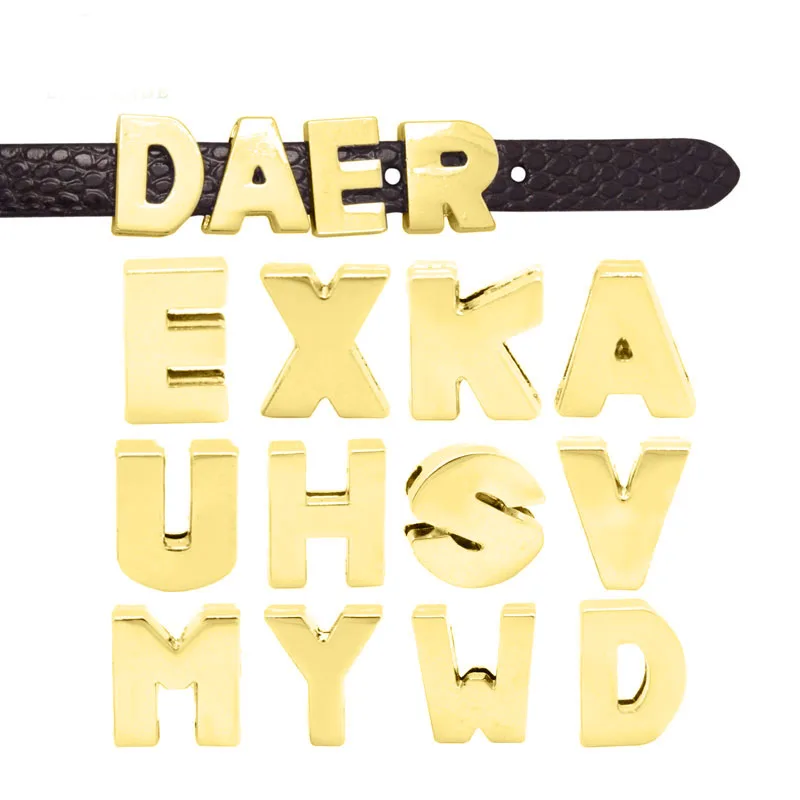 Бесплатная доставка 520 шт. 8 мм гладкие зеркальные золотистые буквы