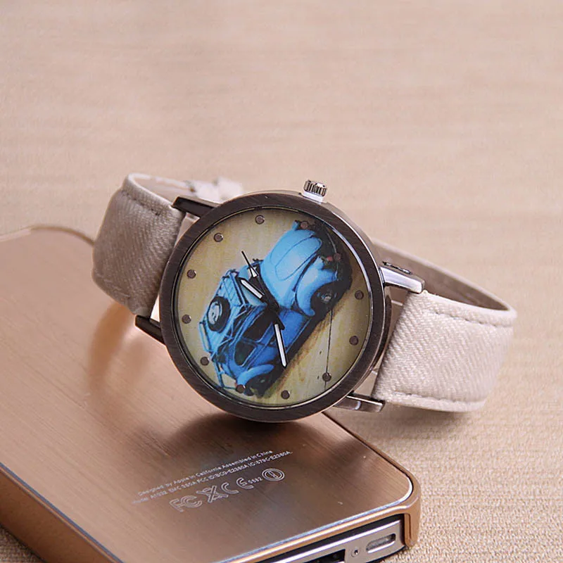 Часы Relojes Mujer Ретро стиль с рисунком автомобиля модные женские часы для девушек