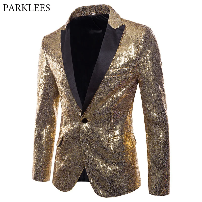 

Mens Sequins Suit Blazer Jacket Shiny Glitter Embellished Tuxedo Men Suit Blazer DJ Club Stage Blazer Formal Wedding Blazers Men