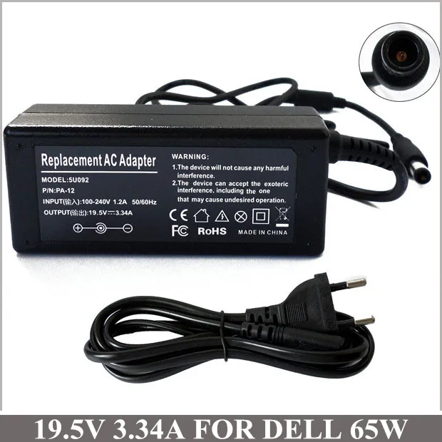 

19.5V 3.34A 65W Laptop AC Adapter Charger Power Supply Cord For Dell Vostro 90 1000 1014 1015 1200 1320 2510 A860 PA-12