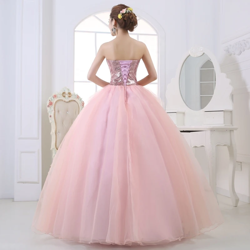 Розовый Quinceanera Платья Блесток Бисера Пром Маскарад Бальные Vestidos De 15 Anos Дебютантка