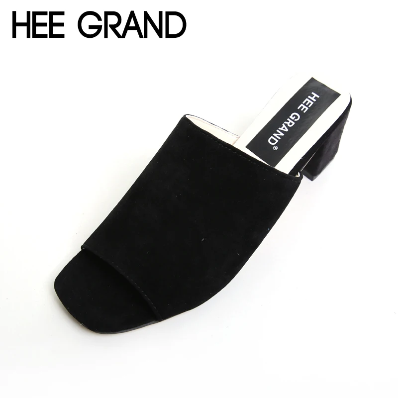 HEE GRAND/летние босоножки из флока простые женские шлепанцы с открытым носком на
