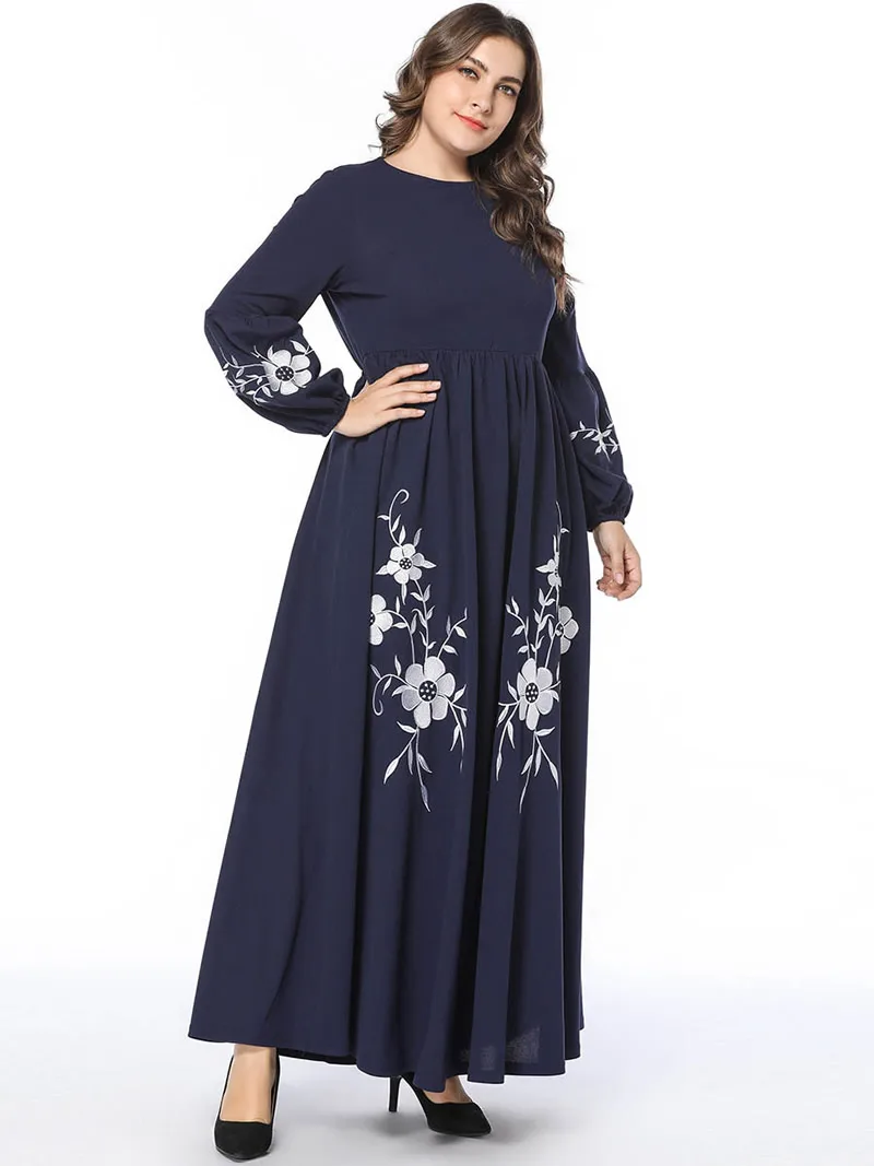 Женское длинное платье до середины Востока элегантное ярко-синего цвета с